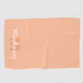 Serviette De Golf Couleur pêche pastel cool avec nom de monogramme p (Horizontal)
