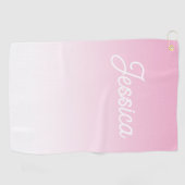 Serviette De Golf Couleur rose clair ombrée (modifiable) et votre te (Horizontal)