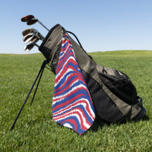 Serviette De Golf Couleurs de l'équipe de sports Red White Wave