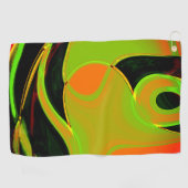 Serviette De Golf Courbes Abstraites en vert citron avec bain orange (Horizontal)