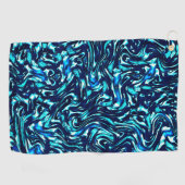 Serviette De Golf Courbes bleues et cyanes gâtées (Horizontal)