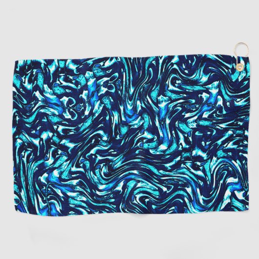 Serviette De Golf Courbes bleues et cyanes gâtées (Horizontal)
