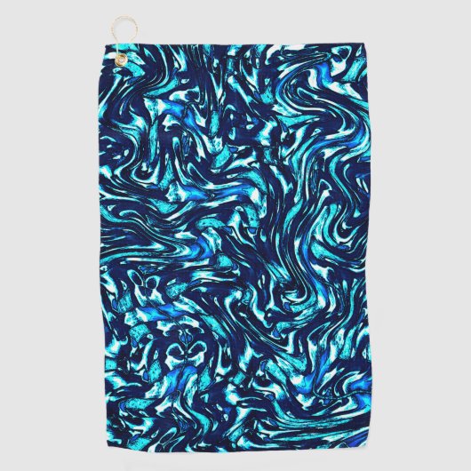 Serviette De Golf Courbes bleues et cyanes gâtées (Devant)