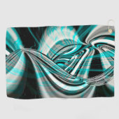 Serviette De Golf Courbes ondulées argentées sous fumée verte cyane  (Horizontal)
