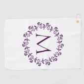 Serviette De Golf Couronne florale de monogramme (Horizontal)