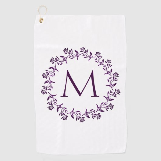 Serviette De Golf Couronne florale de monogramme (Devant)