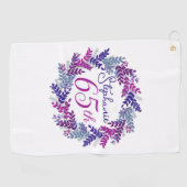 Serviette De Golf Couronne rose pourpre 65e anniversaire (Horizontal)