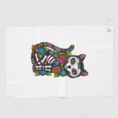Serviette De Golf Crâne à sucre de chat Mexique Calavera Dia De Los  (Horizontal)