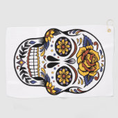 Serviette De Golf Crâne à sucre rose jaune (Horizontal)