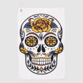 Serviette De Golf Crâne à sucre rose jaune (Devant)