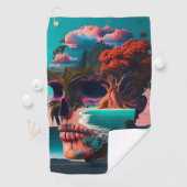 Serviette De Golf Crâne coloré (En situation)