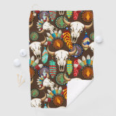 Serviette De Golf Crâne de buffle emblème amérindien (En situation)