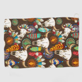 Serviette De Golf Crâne de buffle emblème amérindien (Horizontal)