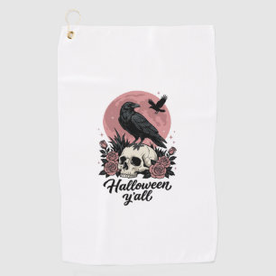 Serviette De Golf Crâne de Corbeau Vintage Halloween Y’all