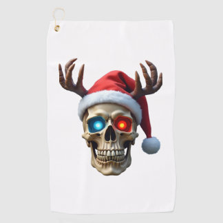 Serviette De Golf Crâne de Noël avec chapeau de Père Noël et bois my