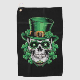 Serviette De Golf Crâne de Sucre St Patrick Jour de Chance Shamrock