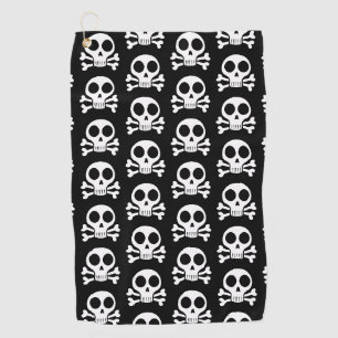 Serviette De Golf crâne effrayant sur fond noir