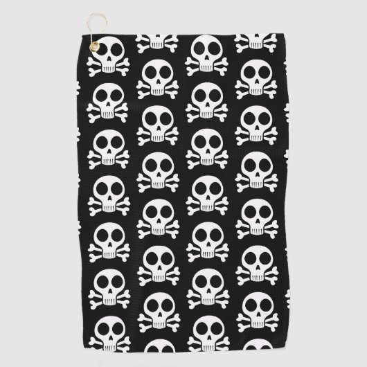 Serviette De Golf crâne effrayant sur fond noir (Devant)