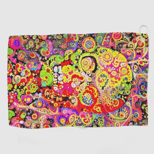 Serviette De Golf Crâne fleuri (Horizontal)