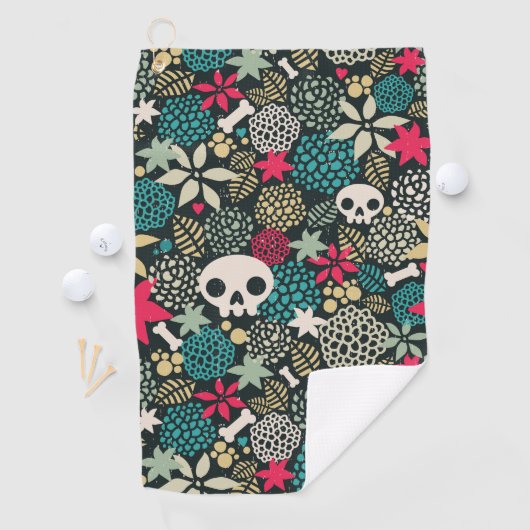 Serviette De Golf Crâne fleuri (En situation)