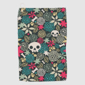 Serviette De Golf Crâne fleuri (Devant)