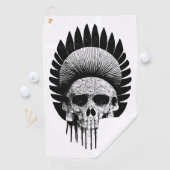 Serviette De Golf Crâne indien noir et blanc (En situation)