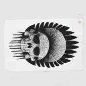 Serviette De Golf Crâne indien noir et blanc (Horizontal)