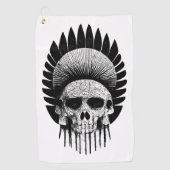 Serviette De Golf Crâne indien noir et blanc (Devant)