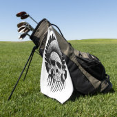Serviette De Golf Crâne indien noir et blanc (Vert)