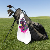 Serviette De Golf Crâne rave - EDM Party Skeleton DJ (Vert)