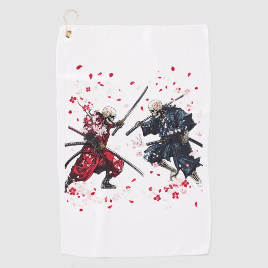 Serviette De Golf Crâne Samurai Duel (Devant)