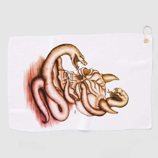 Serviette De Golf Crâne - Tête diabolique avec serpent (Horizontal)