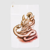 Serviette De Golf Crâne - Tête diabolique avec serpent (Devant)