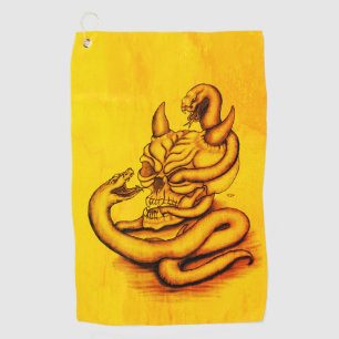 Serviette De Golf Crâne - Tête diabolique avec serpent