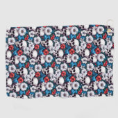Serviette De Golf Crânes à fleurs rouges et blanches (Horizontal)