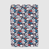 Serviette De Golf Crânes à fleurs rouges et blanches (Devant)