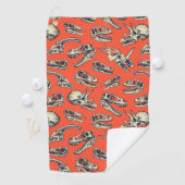 Serviette De Golf Crânes de dinosaures orange et marine (En situation)