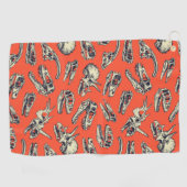 Serviette De Golf Crânes de dinosaures orange et marine (Horizontal)