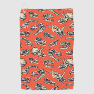 Serviette De Golf Crânes de dinosaures orange et marine