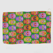 Serviette De Golf Crânes de fleurs Motif sans soudure 2018 (Horizontal)