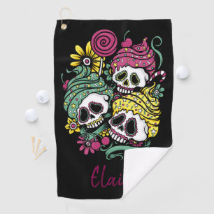 Serviette De Golf Crânes et fleurs Couverture de tête de golf