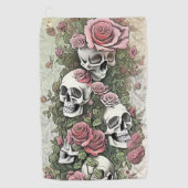 Serviette De Golf Crânes et Roses (Devant)