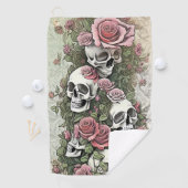 Serviette De Golf Crânes et Roses (En situation)