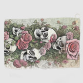 Serviette De Golf Crânes et Roses (Horizontal)