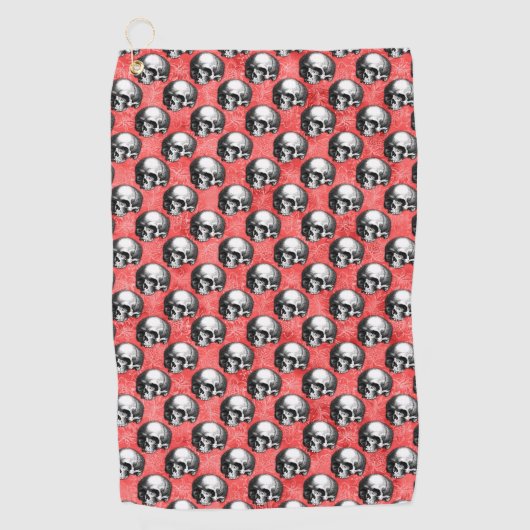 Serviette De Golf Crânes rouges et séries tournesol 8 (Devant)