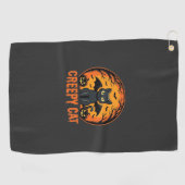 Serviette De Golf Création graphique de chat effrayant Halloween cha (Horizontal)