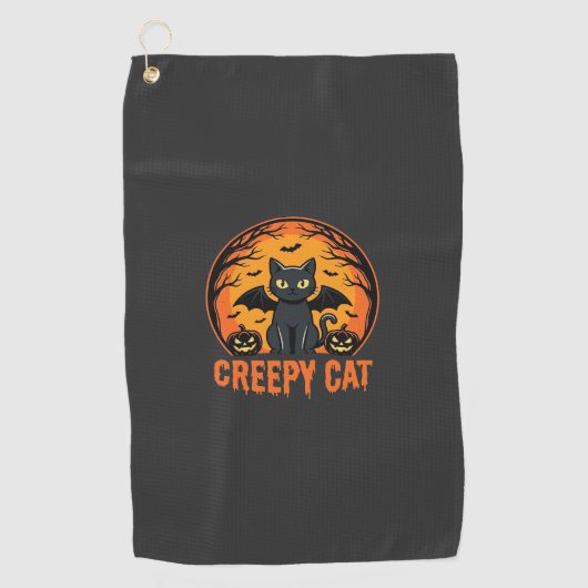 Serviette De Golf Création graphique de chat effrayant Halloween cha (Devant)
