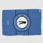 Serviette De Golf Créer Fun Golfeur Moderne Pro Monogramme Bleu (Horizontal)