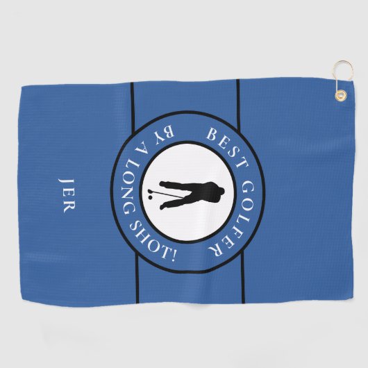 Serviette De Golf Créer Fun Golfeur Moderne Pro Monogramme Bleu (Horizontal)