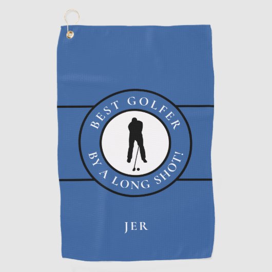 Serviette De Golf Créer Fun Golfeur Moderne Pro Monogramme Bleu (Devant)